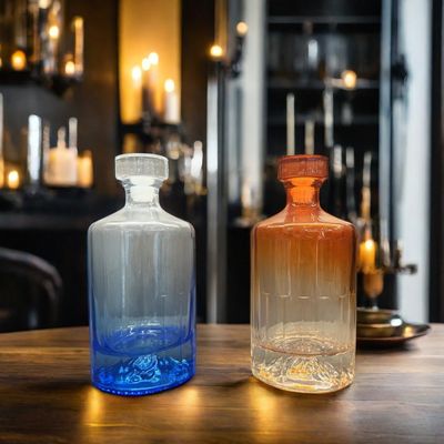 Glass Bottle for Whiskey Vodka Gin 500ml Capacity Mountain Design Spray Cap Included