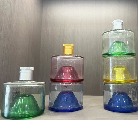 250ml 375ml Round Stackable Glass Bottle for Beverage Vodka Whiskey Wine Mini Cute Gin