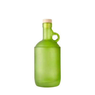 Sturdy Base 750ml Glass Vodka Whiskey Bottle with Handle and Customization Service