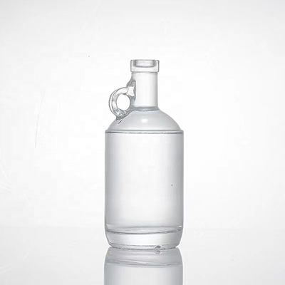 Sturdy Base 750ml Glass Vodka Whiskey Bottle with Handle and Customization Service
