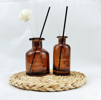 Clear Glass Collar 100ml 150ml Empty Luxury Round Amber Reed Diffuser Bottle for Liquor