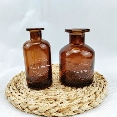 Clear Glass Collar 100ml 150ml Empty Luxury Round Amber Reed Diffuser Bottle for Liquor