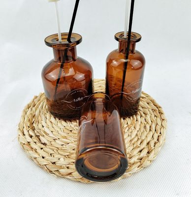 Clear Glass Collar 100ml 150ml Empty Luxury Round Amber Reed Diffuser Bottle for Liquor