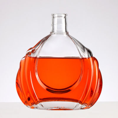 Transparent Brandy Bottle 750ml Drop Shape with Customized Logo and Label Printing
