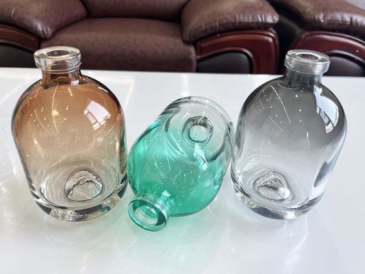 250ml 375ml 500ml Thick Bottom Glass Whiskey Bottle with Customized Clear Round Design