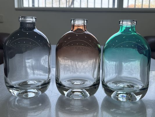 250ml 375ml 500ml Thick Bottom Glass Whiskey Bottle with Customized Clear Round Design