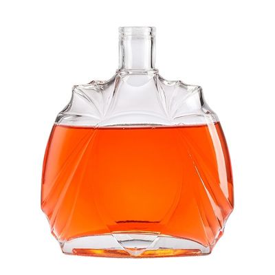 Embossed Glass Bottle for Brandy Whisky Vodka Rum Tequila Hot Stamping Large Capacity