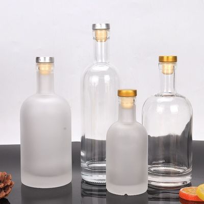 Customization Clear Glass Vodka Whiskey Gine Bottles with Lid Collar Material Provided