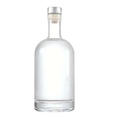 Customization Clear Glass Vodka Whiskey Gine Bottles with Lid Collar Material Provided