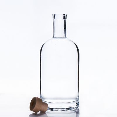 Customization Clear Glass Vodka Whiskey Gine Bottles with Lid Collar Material Provided