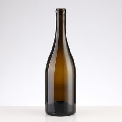 Empty 750ml Olive Green Round Glass Wine Bottle with Cork Hot Stamping Surface Handling