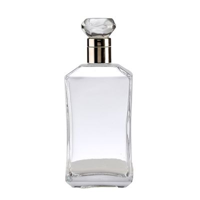 Industrial Beverage Square Glass Wine Bottles with Cork 700ML Transparent European Vodka