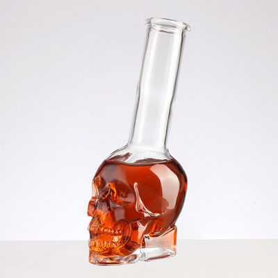 Clients' Specific Requirements Transparent Glass Bottles with Skull Shaped Long Neck