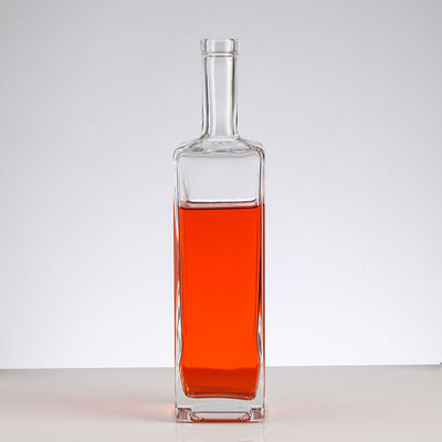 Transparent Square Glass Wine Bottles European Vodka Bottles 700mL Glass Collar SCREW CAP