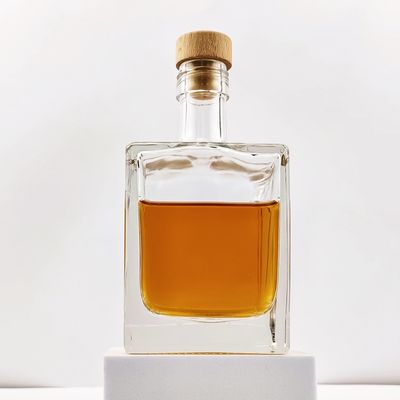 1000ML Glass Cubic Wine Bottle with Cork Cap made of Transparent Glass Material