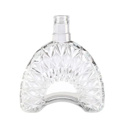 Hot Stamping Surface Handling 500 ml Glass Bottle for Whisky Drinks in Clear Design