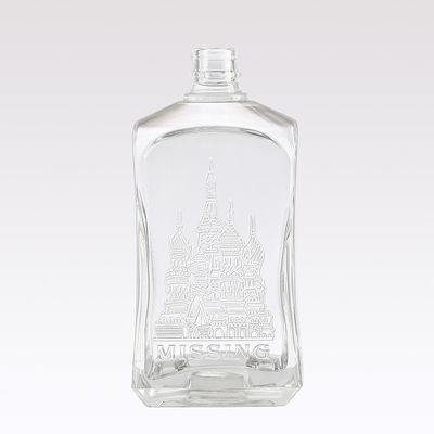 Clear Glass Collar 750ml Embossed Bottle for Alcoholic Beverages and Drinks