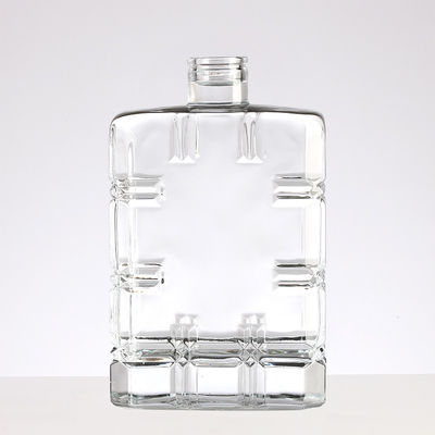 750ML Glass Bottle With Cap For Whiskey Square Shape Weight Empty Bottle