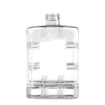 750ML Glass Bottle With Cap For Whiskey Square Shape Weight Empty Bottle