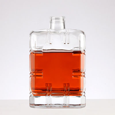 750ML Glass Bottle With Cap For Whiskey Square Shape Weight Empty Bottle