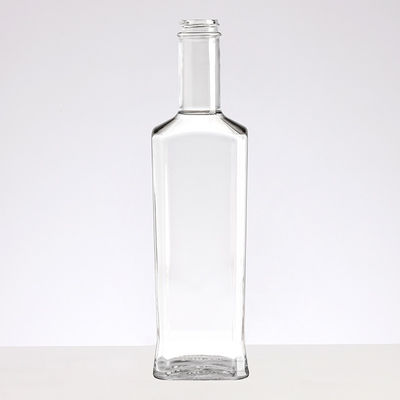 Customized Logo 500ml Square Flat Glass Bottle for Liquor/Spirits/Vodka/Whisky/Rum/Brandy