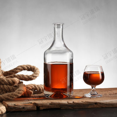 Acid Etch Surface Round Shape 750ML RUM WHISKEY Glass Bottles for Alcohol Packaging