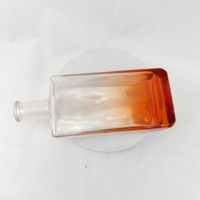 Glass Collar Round Shape Brandy Tequila Whisky Bourbon Empty Bottle 500ml Transparent
