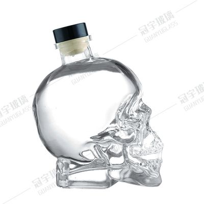 180ml 200ml 300ml 400ml 750ml Glass Bottle With Cork Cap Skull Design For Wine Lovers