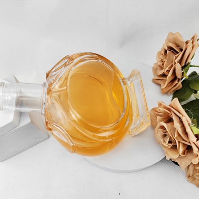 Clear Square Wine Glass Bottle Whiskey Liquor Bottles with Glass Cap Round Shape Collar Material Glass