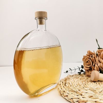 Glass Bottle With Cork 500ML Round Clear XO Brandy Rum Bottle Acceptable Customer's Logo