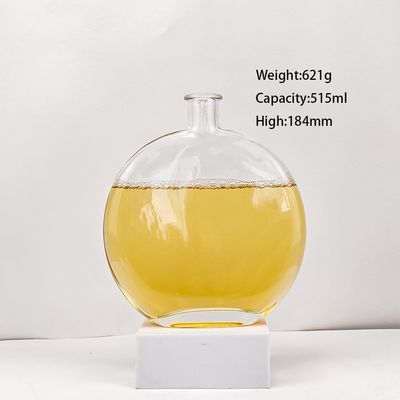 Glass Bottle With Cork 500ML Round Clear XO Brandy Rum Bottle Acceptable Customer's Logo