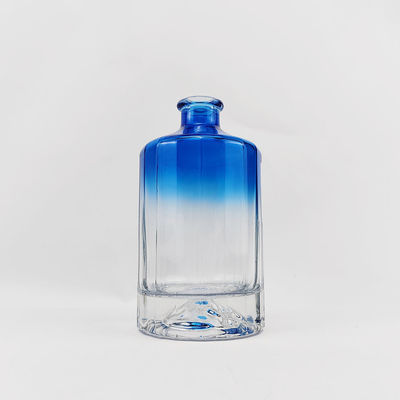 500ml 700ml Luxury Gradient Blue Glass Wine Bottle with Hot Stamping Surface Handling