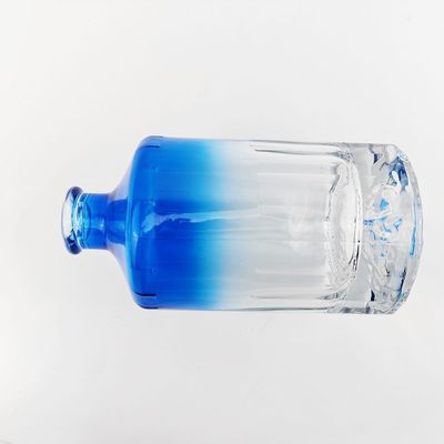 500ml 700ml Luxury Gradient Blue Glass Wine Bottle with Hot Stamping Surface Handling
