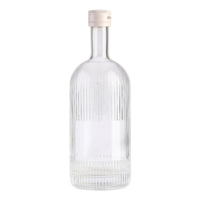 Clear Glass Collar Material 700ml/750ml/1000ml Beverage Liquor Round Empty Rum Bottle