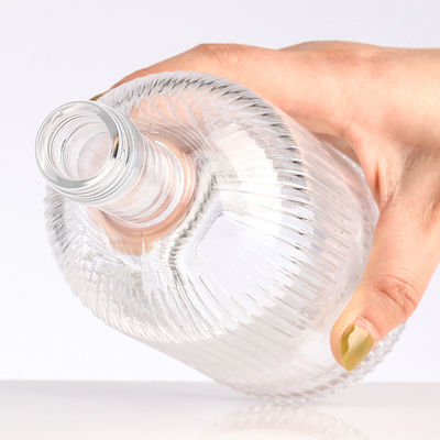Clear Glass Collar Material 700ml/750ml/1000ml Beverage Liquor Round Empty Rum Bottle
