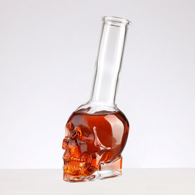 Glass Collar 300ml/500ml Longneck Skull Wine Bottle for Decorative in Colors Request