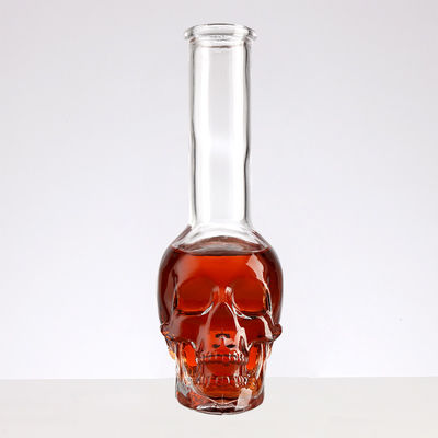 Glass Collar 300ml/500ml Longneck Skull Wine Bottle for Decorative in Colors Request