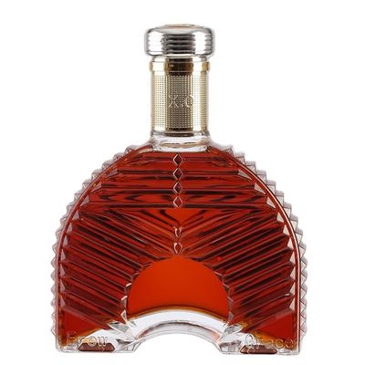 Eco-friendly Glass Body Brandy Bottle Flat Transparent Glass Bottle for XO Brandy