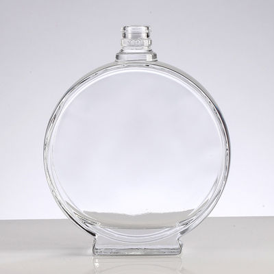 Eco-friendly Glass Body Brandy Bottle Flat Transparent Glass Bottle for XO Brandy