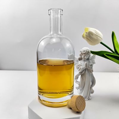 Glass Beverage Bottle 700ml 750ml 1L Nordic Empty Rum Whisky Vodka Spirit With Cork