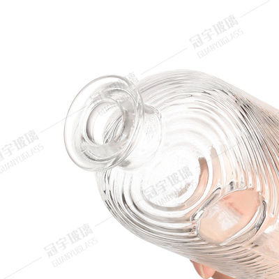 Glass Collar Round Shape 750ml Decorative Bottle with Customized Screen Printing