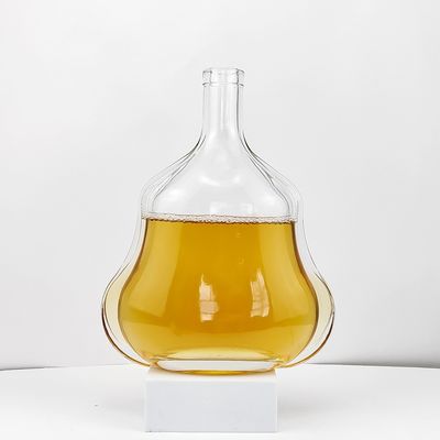 Acid Etch Surface Handling Transparent 500ml/1l Glass Bottle for of Round Shape Wine
