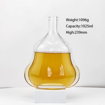 Acid Etch Surface Handling Transparent 500ml/1l Glass Bottle for of Round Shape Wine
