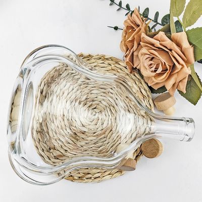 Acid Etch Surface Handling Transparent 500ml/1l Glass Bottle for of Round Shape Wine