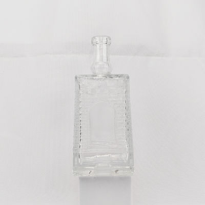 680ml Square Glass Vodka Bottle with Engraved Design Customized Spirit Bottle
