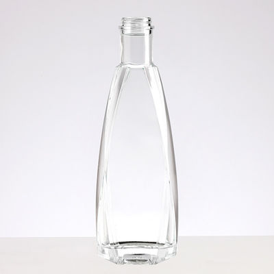 Clear Glass Vodka Brandy Whiskey Bottle with Unique Shape 500ml 750ml Customized Design