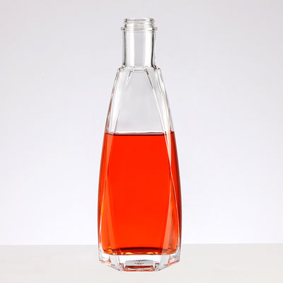 Clear Glass Vodka Brandy Whiskey Bottle with Unique Shape 500ml 750ml Customized Design