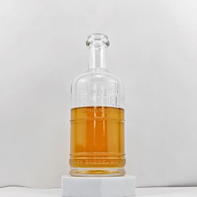 Custom Glass Bottle for Vodka Spirits High Polymer Plug Transparent Cylindrical Shape