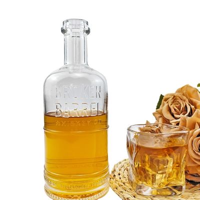 500ml 750ml Round Glass Bottle for Whiskey Gin Vodka Spirits Alcoholic Beverages