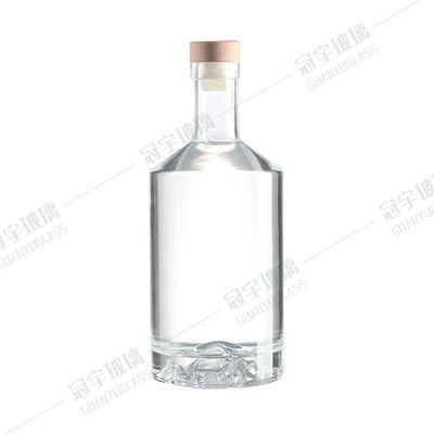 750ml Cylindrical Vodka Glass Wine Bottle Glass Bottle with Acid Etch Surface Handling